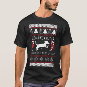 T-shirt Dachshund À Travers La Neige Dachshund Vilain Chri