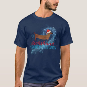 T-shirt Dachshund à travers la neige Père Noël Chien Noël