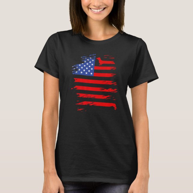 T-shirt Dachshund And America Flag Patriotic Weiner Dog (Devant)