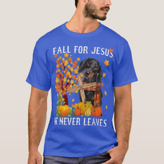 T-shirt Dachshund Autumn Fall For Jesus He Never Leaves 