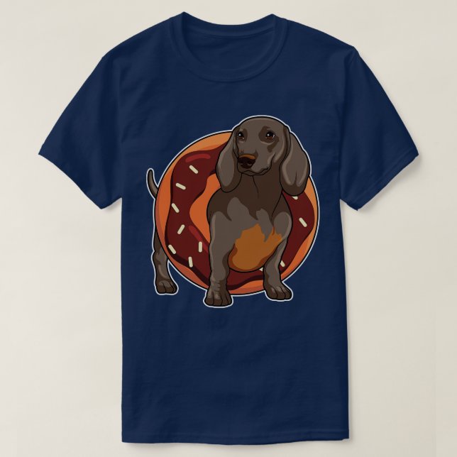 T-shirt Dachshund avec Donut (Design devant)