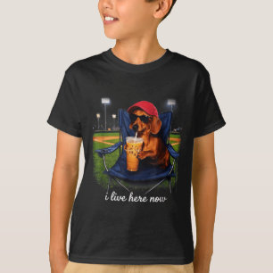 T-shirt Dachshund boit du café glacé terrain de baseball e