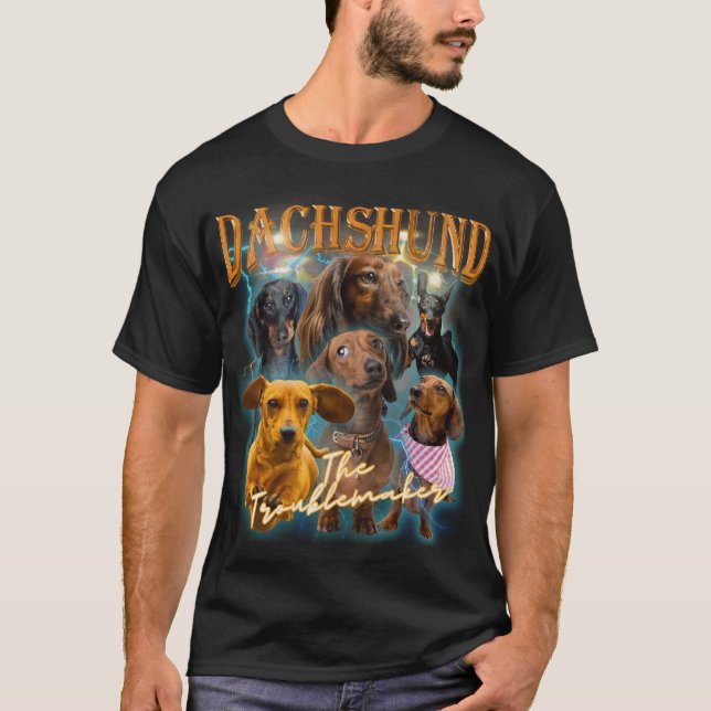 T-shirt Dachshund Bootleg 90s cadeau (Devant)