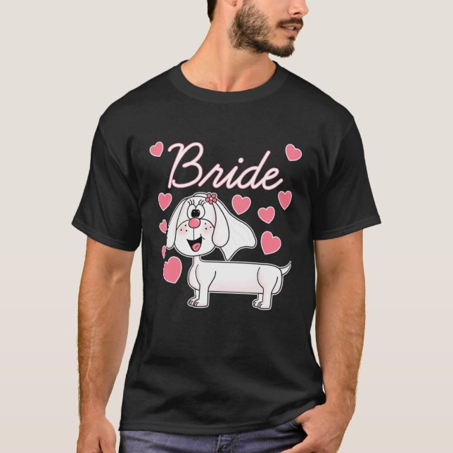 T-shirt Dachshund Bride Wedding Dog  Bridal Shower (Devant)