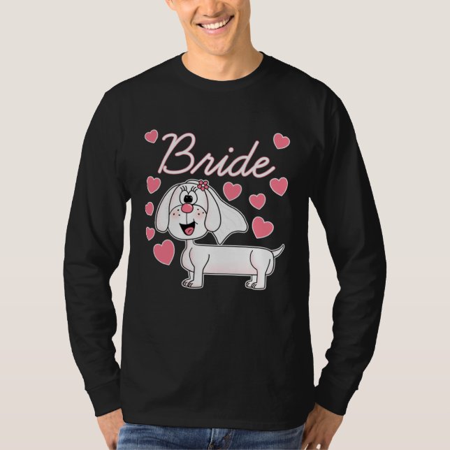 T-shirt Dachshund Bride Wedding Dog  Bridal Shower (Devant)