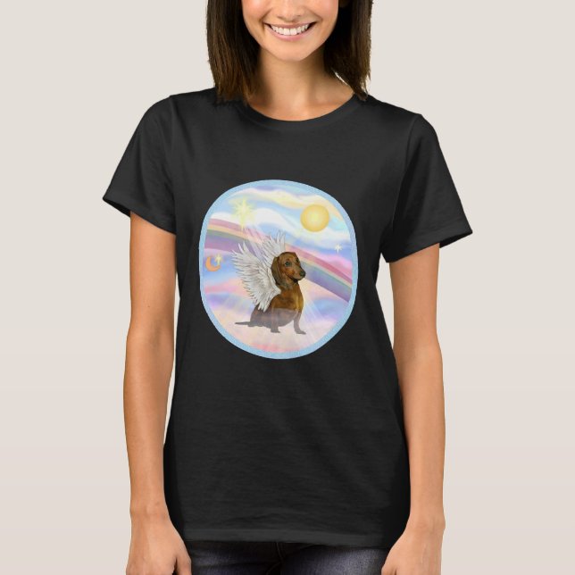 T-shirt Dachshund Brown In Heavens Clouds (Devant)