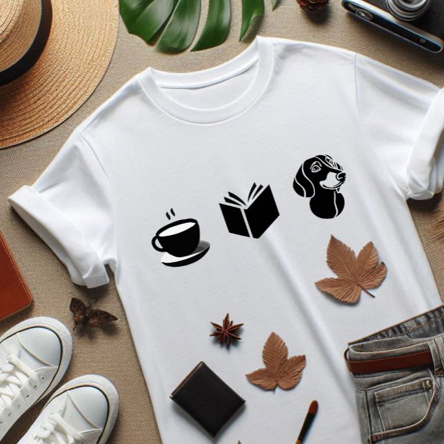 T-shirt Dachshund Café Livre cadeau pour doglover (Dachshund love, book, coffe, all i need to life)