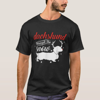 T-shirt Dachshund Chien à travers la neige Weiner Dachshun