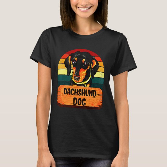 T-shirt Dachshund Chien couleurs rétro (Devant)