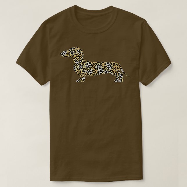 T-shirt Dachshund Chien Dans Le Motif Leopard (Design devant)