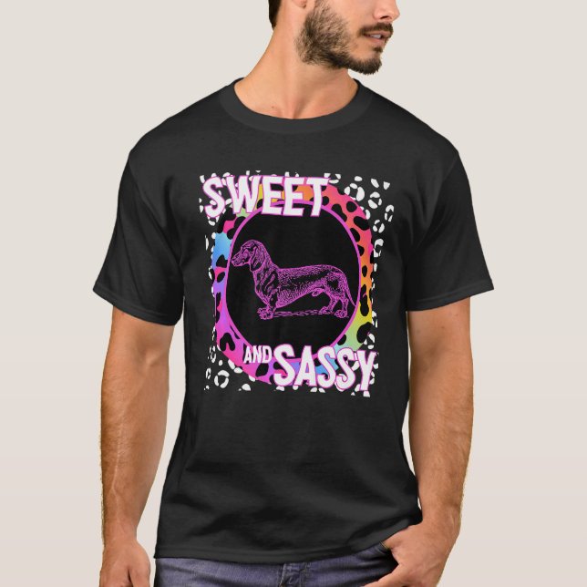 T-shirt Dachshund Chien des années 90 Nostalgie Empreinte  (Devant)