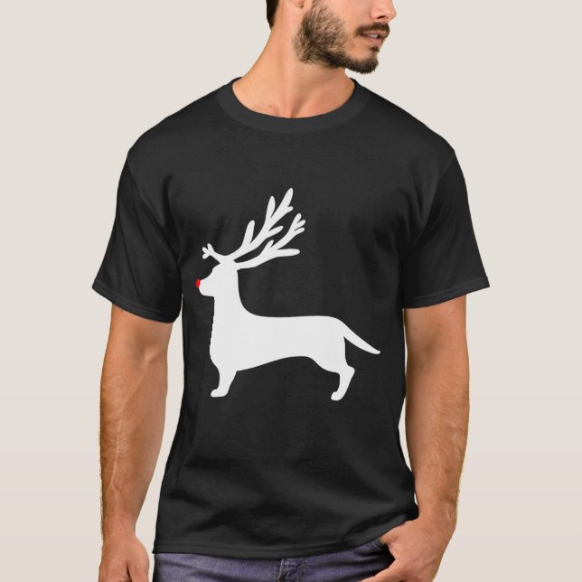 T-shirt Dachshund chien drôle Reindeer Antlers de Noël (Devant)