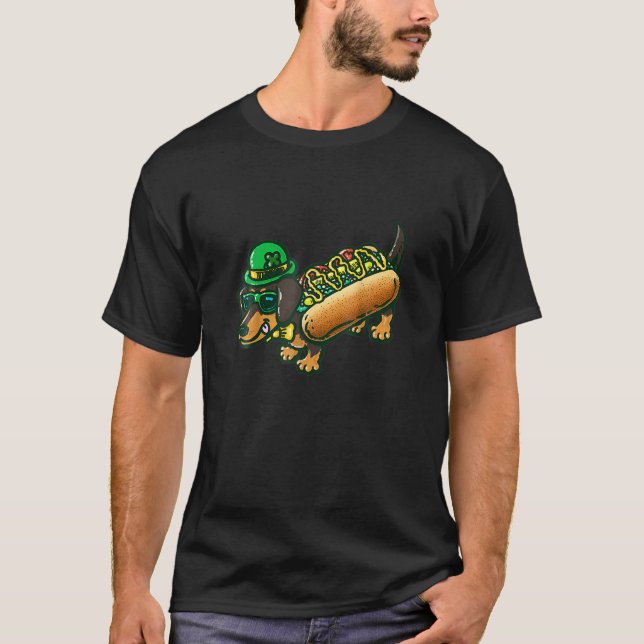 T-shirt Dachshund Chien Leprechau St Patrick Day Saint Pad (Devant)