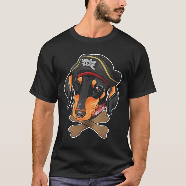 T-shirt Dachshund Chien Pirate drôle Costume Halloween pou (Devant)