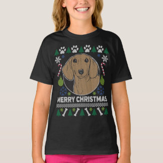T-shirt Dachshund Chien race laide pull de Noël