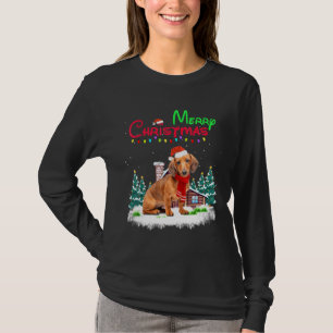 T-shirt Dachshund Chien Santa Hat lumières de Noël Joyeux