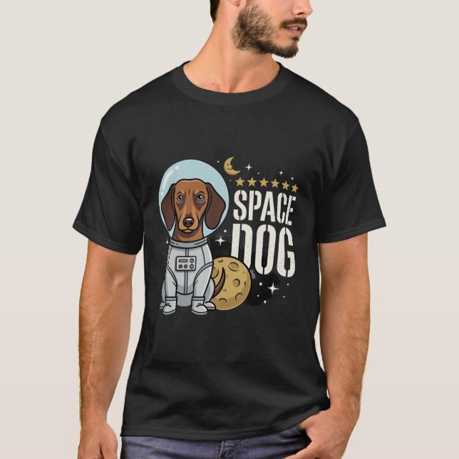 T-shirt Dachshund Chien Spatial Astronaute Vecteur (Devant)