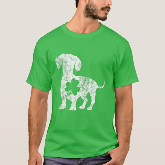 T-shirt Dachshund Chien St Patrick's Day Shamrock (Devant)