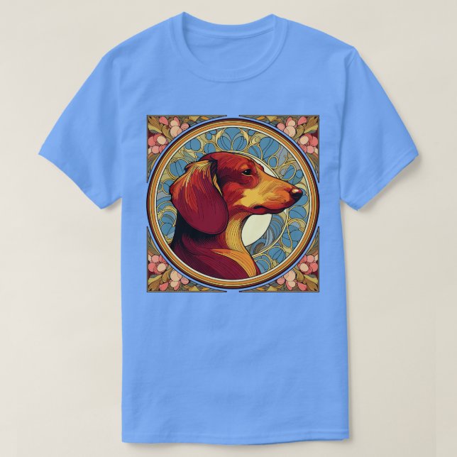 T-shirt Dachshund Chien Style Art Nouveau (Design devant)
