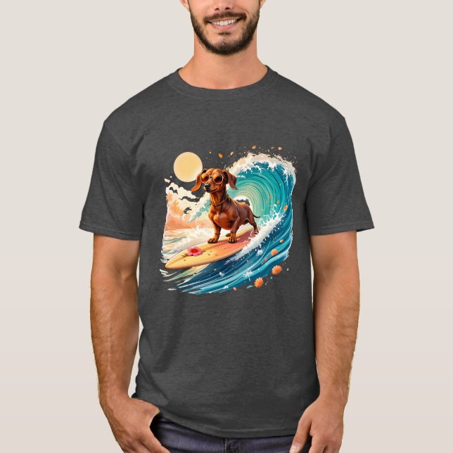 T-shirt Dachshund Chien Vibes d'Été (Devant)