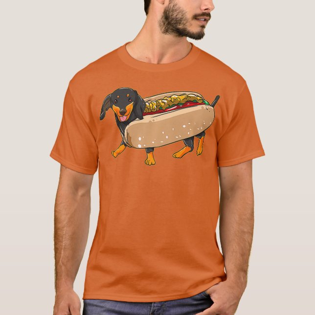 T-shirt Dachshund Chien Weiner Chien Saucisse Dans Un Chau (Devant)