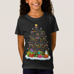 T-Shirt Dachshund Chien Xmas Tree Lighting Père Noël Dachs