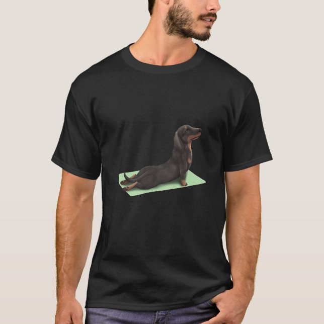 T-shirt Dachshund Chien Yoga Pose méditation Zen Workout E (Devant)