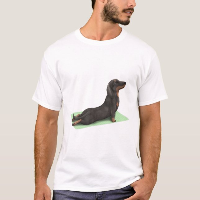 T-shirt Dachshund Chien Yoga Pose méditation Zen Workout E (Devant)