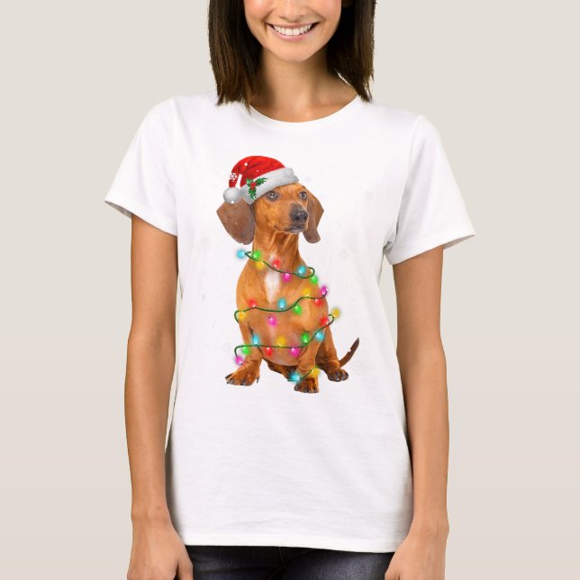T-shirt Dachshund Chiens Arbre de Noël Chandail Noël Jeu d (Devant)