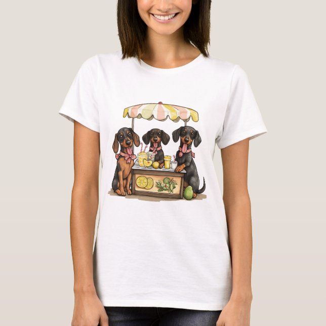 T-shirt Dachshund Chiens Lemonade Stand (Devant)