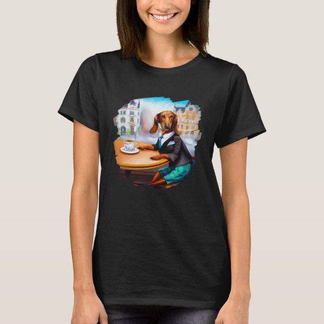 T-shirt Dachshund Chiweenie Wiener Dog Aristocrat Cafe Cof (Devant)