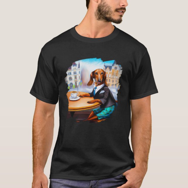 T-shirt Dachshund Chiweenie Wiener Dog Aristocrat Cafe Cof (Devant)