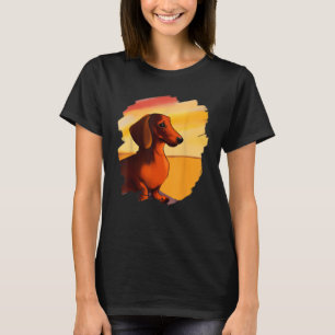 T-shirt Dachshund Chiweenie Wiener Dog Art Sunset Vintage