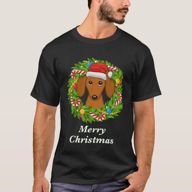 T-shirt Dachshund Christmas  For Dog  Men Women Kids (Devant)