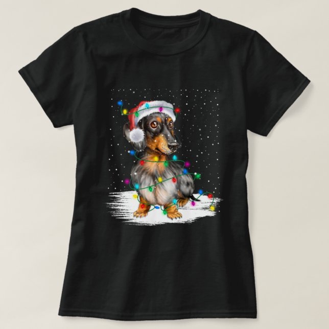 T-shirt Dachshund Christmas Loves led Cadeaux Amoureux des (Design devant)