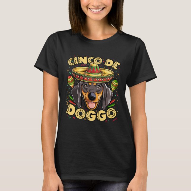 T-shirt Dachshund Cinco de Doggo Mayo Mexican Sombrero Men (Devant)