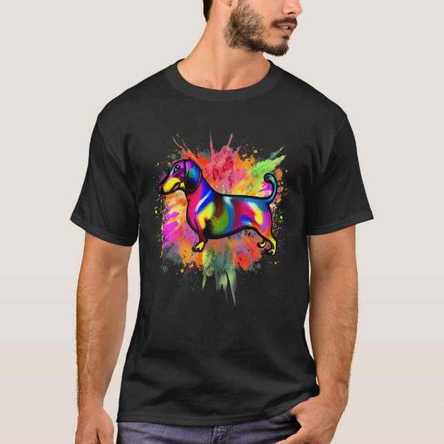 T-shirt Dachshund Colorful Pop Weiner Dog Dachshund Breed  (Devant)