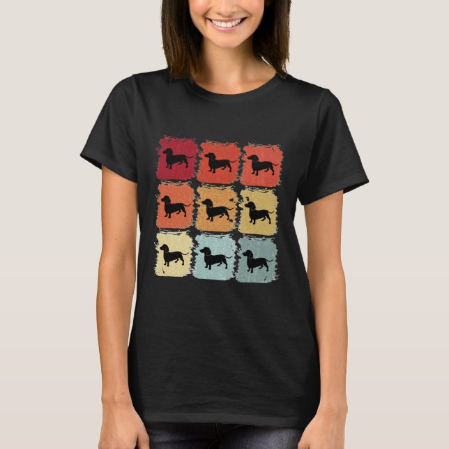 T-shirt Dachshund Dachshund Art Retro (Devant)