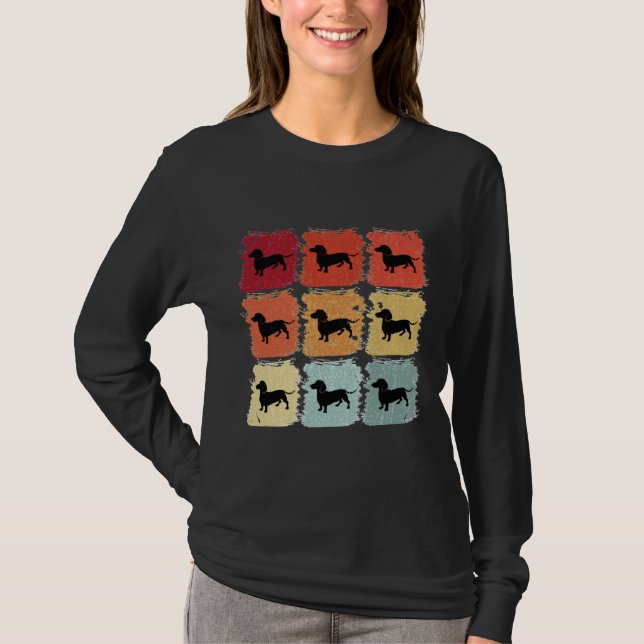 T-shirt Dachshund Dachshund Art Retro (Devant)