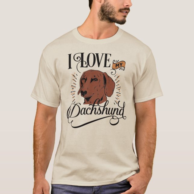 T-shirt Dachshund Dad : I Love My Dachshund Light Men's (Devant)