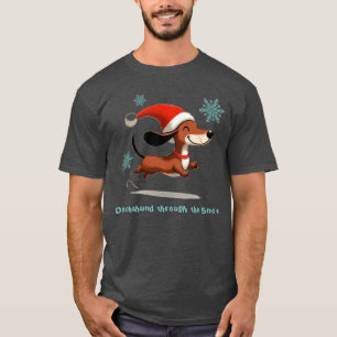 T-shirt Dachshund dans la neige chiot chien de Noël