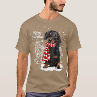 T-shirt Dachshund Dans La Neige Joyeux cadeau d'hiver Noël