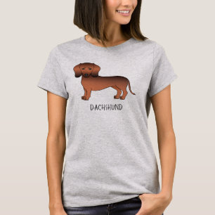T-shirt Dachshund de dessin animé à poil court Sable Rouge