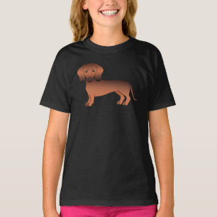 T-shirt Dachshund de dessin animé mignon à poil lisse roug