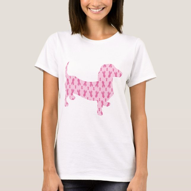 T-shirt Dachshund de sensibilisation au cancer du sein (Devant)