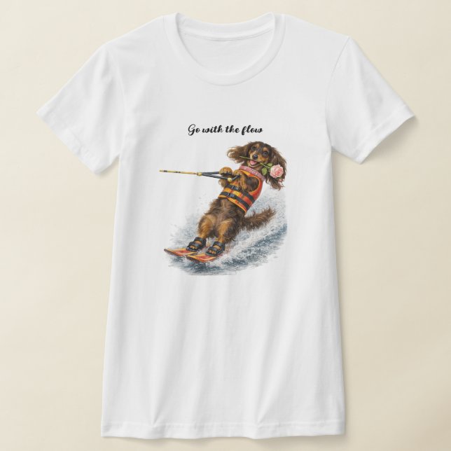 T-shirt Dachshund de ski nautique (Poser)
