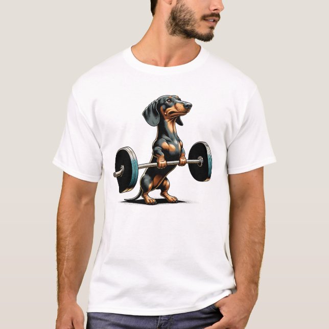 T-shirt Dachshund Deadlift Poids levant Drôle Fitness (Devant)