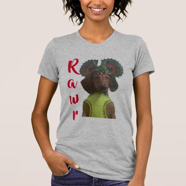 T-shirt Dachshund Dinosaur (Devant)