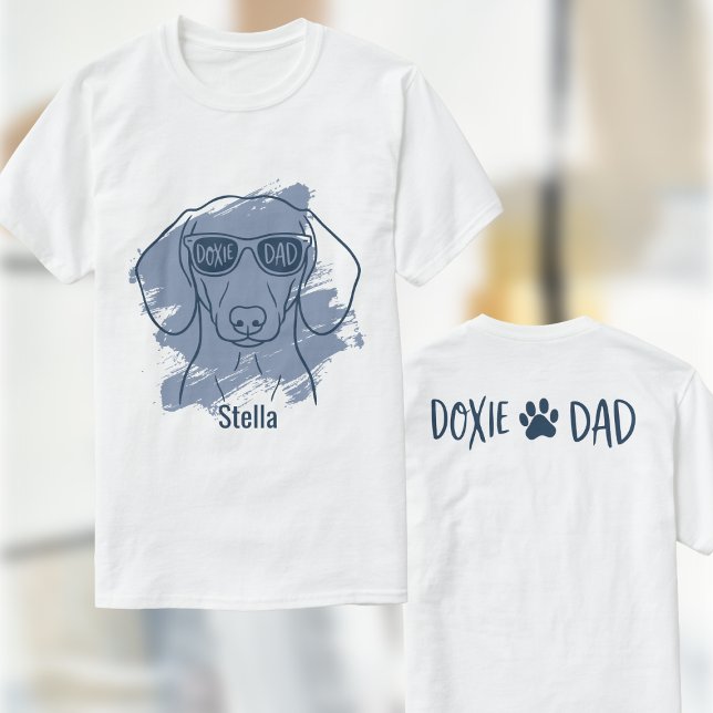 T-shirt Dachshund Dog Dad Shirt - Custom Name Ice Blue Tee (Créateur téléchargé)