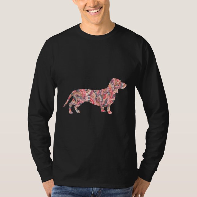 T-shirt Dachshund Dog Motif Doodle (Devant)